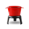 Mini-rotes Emaille-Gusseisen-Fondue-Set